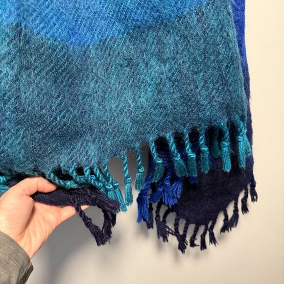 Blue Ombre Wool Poncho Wrap O/S - Picture 4 of 5